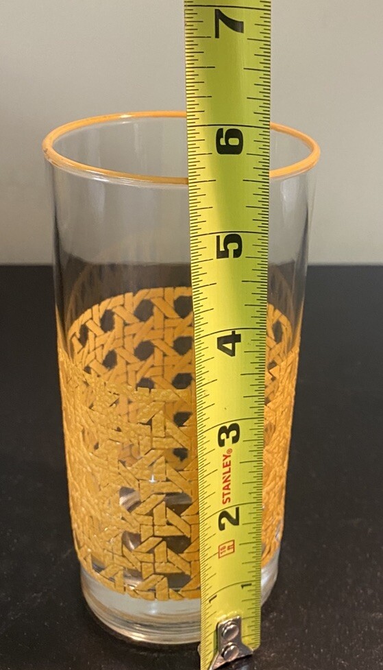 VTG 70’s Rare Libby Set of 14 Cane Style Tom Collins Glasses Lazy Susan Barware