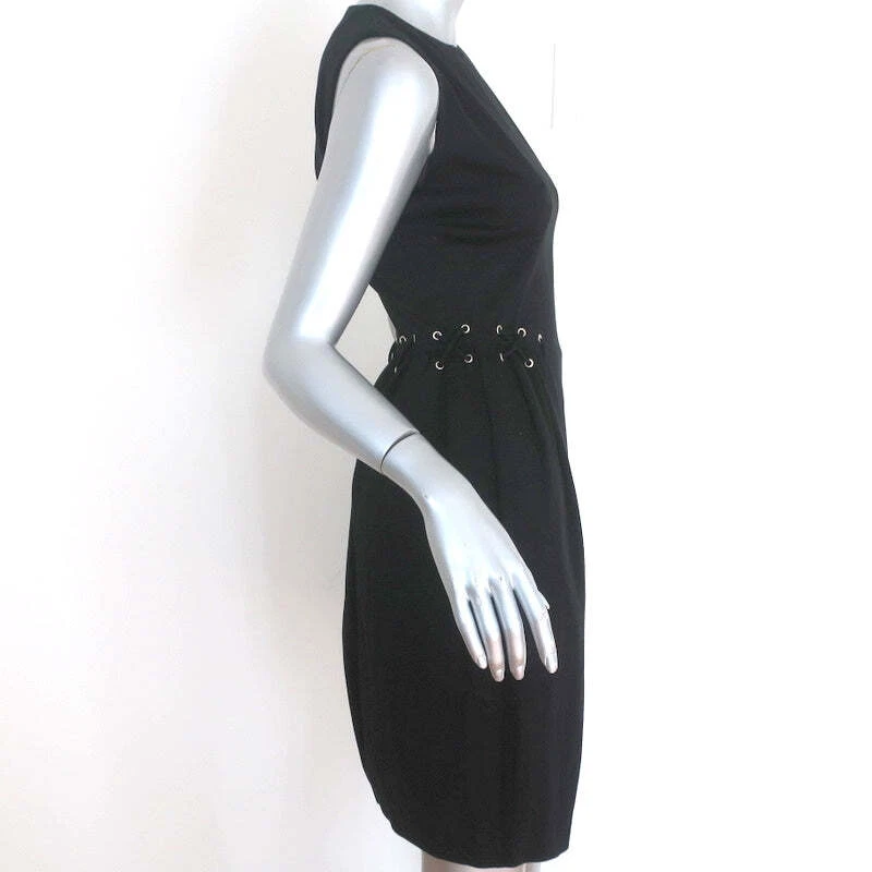 Yves Saint Laurent S/S 2009 Laced Waist Dress Black Cotton Jersey Size 38 - Image 4 of 4