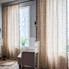 Boho Print Curtain Living Room Window Curtain Tassels Treatment Drape Home Decor