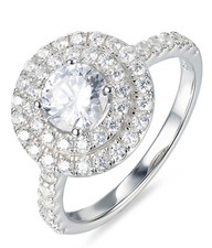 .925 Sterling Silver Double Halo Cz Wedding Band Engagement Ring Size 3-14 SE22A