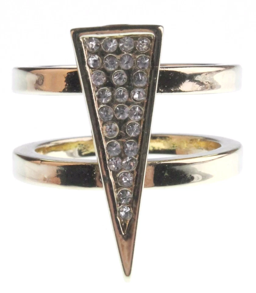 NUEVO Anillo Triángulo Jules Smith Chapado en Oro 14K Circonita Cúbica Cristal Pavé 6 Nuevo en Caja Foto 3 de 3