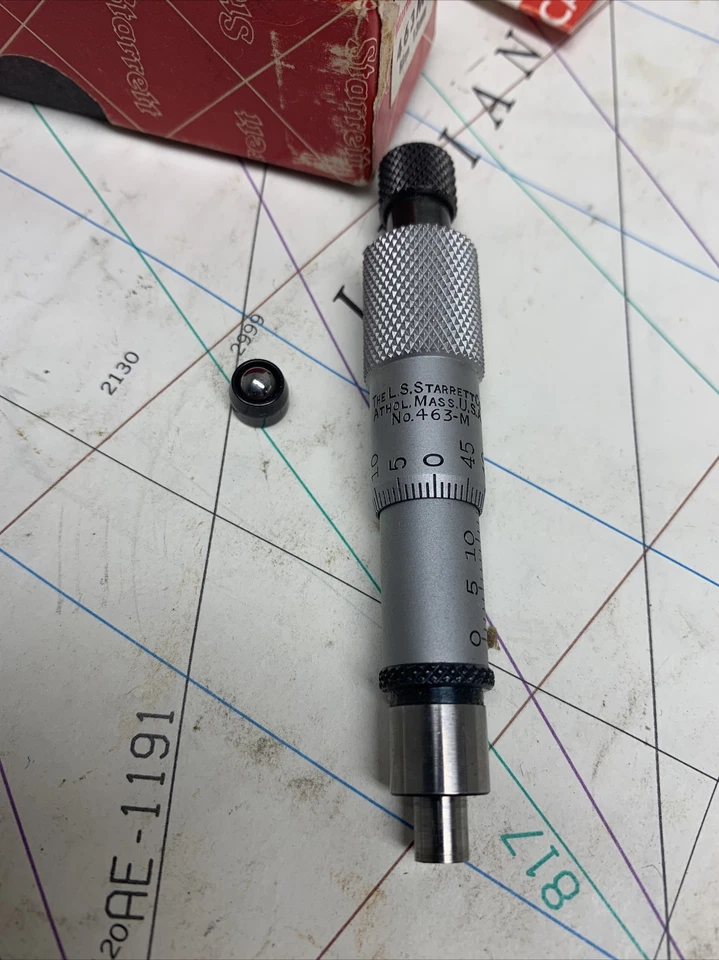 Cabezal micrómetro Starrett 463M rango 0-13 mm grado 0,01 mm con dedal de trinquete. Foto 2 de 4