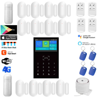 V59 Tuya APP WiFi+US/EU 4G Wireless Kits Home Security Alarm System+Alexa+Google