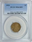 1921 1c PCGS MS-63 Brown