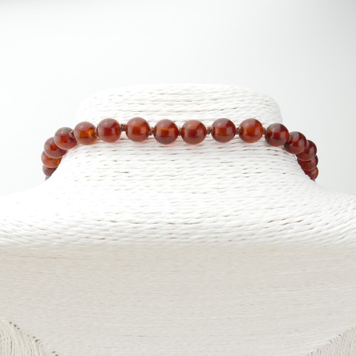 Red Amber Bead and Jet Necklace - Picture 5 of 8