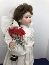 13” Wendy Lawton Artist Porcelain Doll “Marcella & Raggedy Ann” W/ Coa MIB #L
