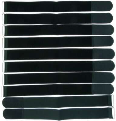 10 x Hook and Loop 50cm x 50mm Black Hook and Loop Cable Ties Cable Ties Cable Hook and Loop