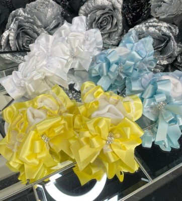 Handmade Girls Frilly Tutu Ruffle Ankle Baby Girls Diamante Stack Bow Socks  