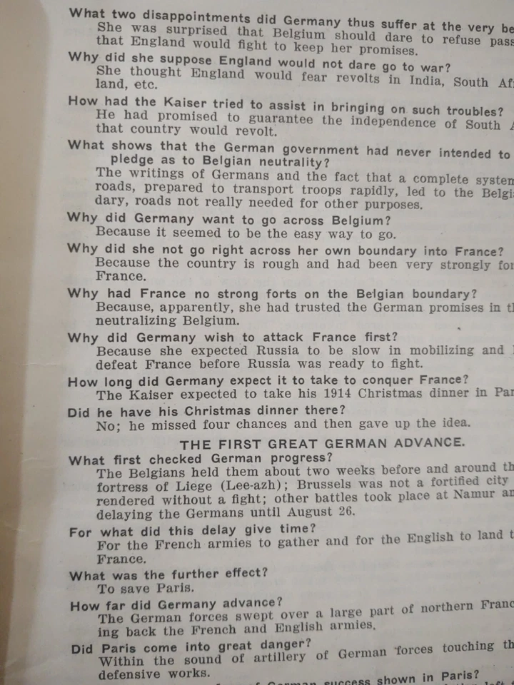 Vintage W.W. Earnest A War Catechism Study Guide for WW1 1919 Great World War - Image 4 of 4