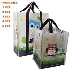 Combo SET EcoJeannie SuperStrong Laminated Mini Woven Reusable Shopping Tote Bag