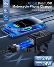 Motorcycle USB Charger Waterproof 2Pcs, Dual USB 24W QC 3.0  Phone Charger — photo 2