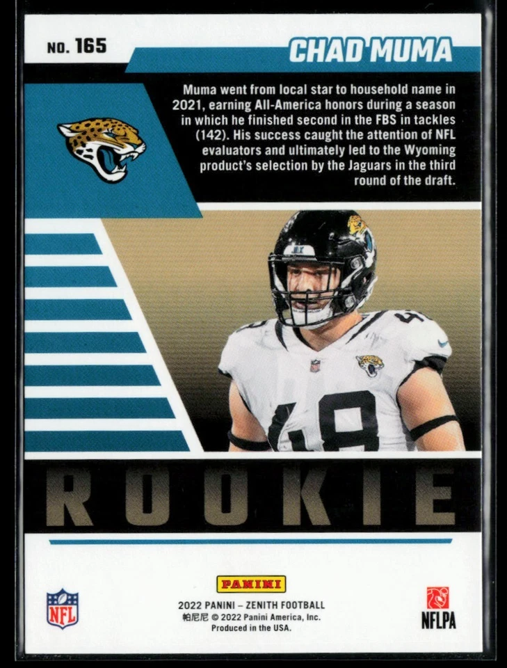 2022 Zenith #165 Chad Muma RC - Image 2 of 2