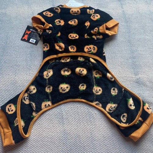 Dog Pet Pajamas NWT Pumpkin Black Orange Cozy Gift Puppy Warm Adorable - Picture 5 of 8