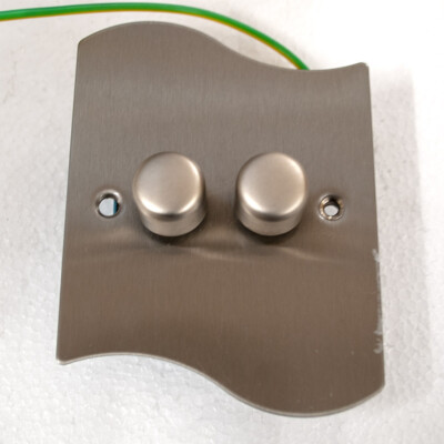 Litecraft Dimmer Lichtschalter 2 Gang Elektroarmatur - Satin Chrom Ausverkauf