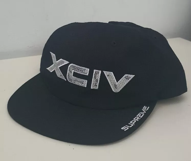 SS17 Supreme XCIV 6 panel hat black cap glitter made in USA