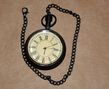 Vintage Maritime Brass Pocket Watch With Chain  Antique Finish