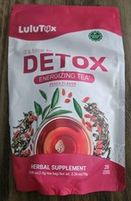 LuluTox Detox Energizing Tea Peach Flavor 28 Bags 2.24 oz Gluten & Dairy-Free