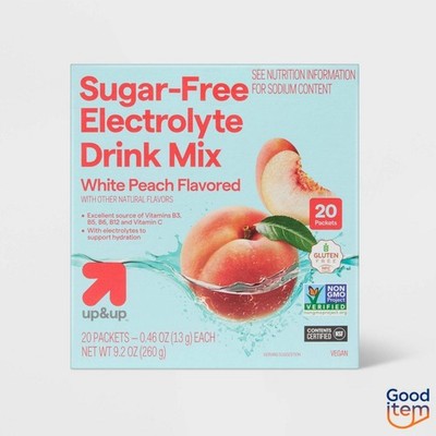 Sugar Free Hydration Vegan Supplement Powder - White Peach - 9.2oz/20ct - up&up 