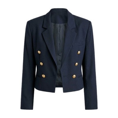 Vtg Elliott Lauren Cropped Double Breasted Jacket Blazer Women's Sz 10 Navy Gold