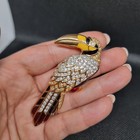 SIGNED SWAROVSKI PAVE' CRYSTAL TOUCAN BIRD PIN ~ BROOCH RETIRED