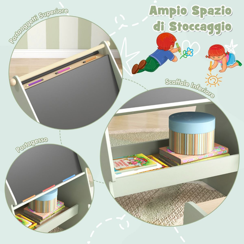 Cavalletto Da Disegno a Forma Di Albero per Bambini Con Sgabello, Set Cavalletto - Foto 6 di 9