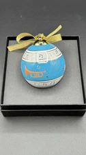 Bvlgari Rosenthal Ornament Music Notes Porcelain Blue Gold 3.5" Holiday Decor