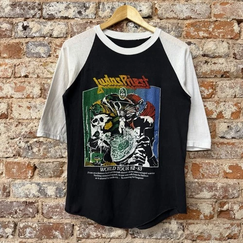 -83 Judas Priest Iron Maiden Work Vengeance Tour 1980s vintage concert t-shirt, vintage, size L, single stitch, B+ condition
