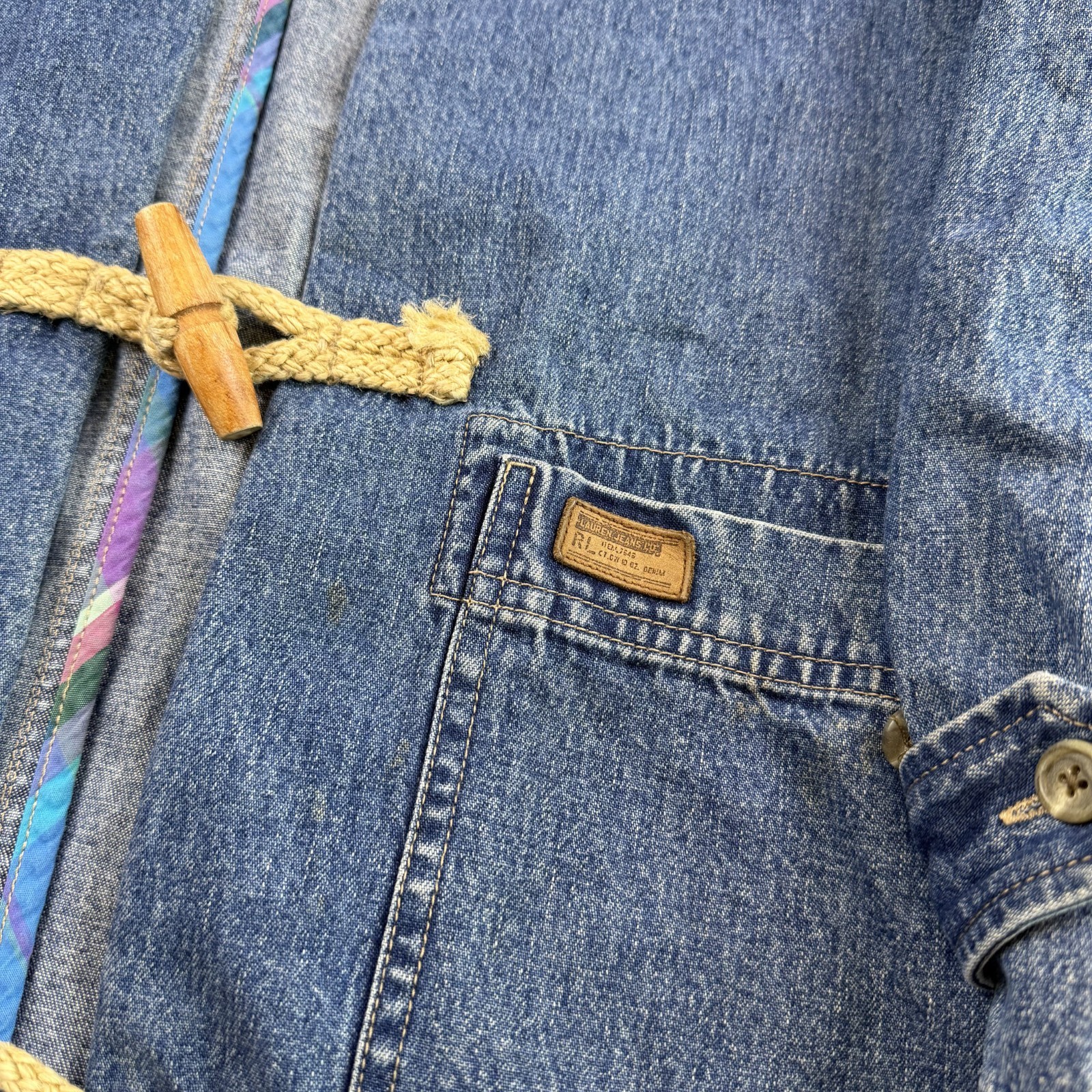 Rare Vintage LAUREN Jeans Co. Toggle Denim Jean Jacket 90s 2000s Ralph Polo SZ M image 4