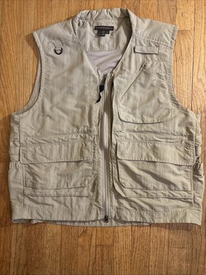 Royal Robbins Vest Fishing Hunting Field Utility Mesh Lined Khaki Men s XL