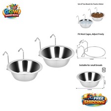 Space-Saving 2PCS Hanging Dog Bowls - 8oz Stainless Steel Crate Accessories
