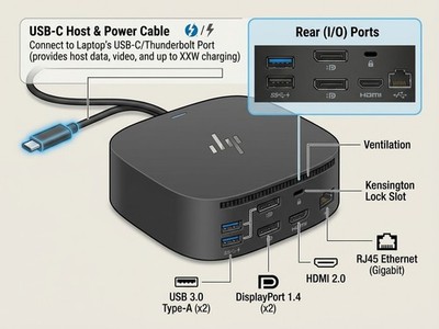 HP USB-C Dock G5 Dockingstation ohne Netzteil HSN-IX02 inkl. MwSt.-Rechnung