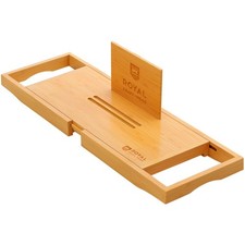 Royal Craft Wood Natural Bamboo Bathtub Caddy/Bath Serving Tray for 2