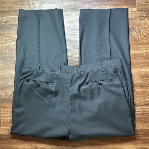 Canali 1934 Dress Pants Men’s 36x27.5 Black 100% Wool Textured Flat Front - Picture 7 of 9