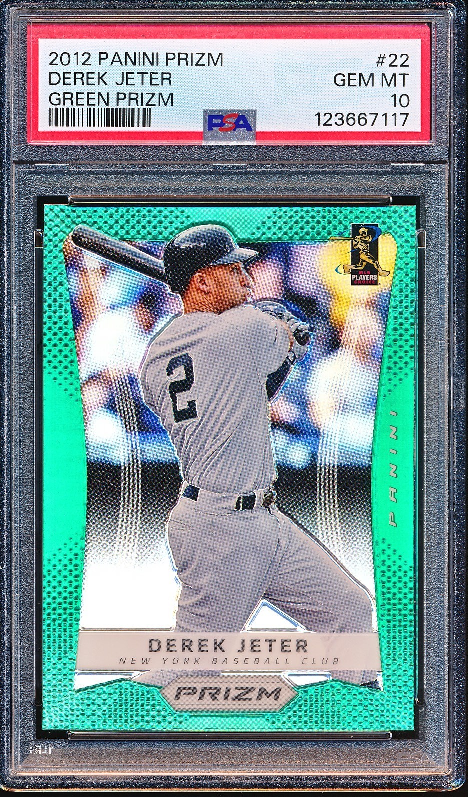 DEREK JETER 2012 PANINI PRIZM #22 GREEN REFRACTOR PARALLEL SSP SP PSA 10 GEM MT