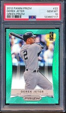 DEREK JETER 2012 PANINI PRIZM #22 GREEN REFRACTOR PARALLEL SSP SP PSA 10 GEM MT