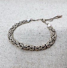 Sterling Silber roségoldfarbene byzantinische verstellbare Kette Made in Italy Armband