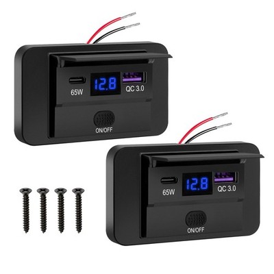 Linkstyle Car Charger Panel Automatic Power Adjustment 65W Pd3.0 Usb C 18W Qc