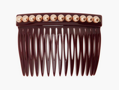 Alexandre de Paris Pearl Hair Comb - Burgundy Red - Made in France - Brand New