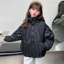 Kids Girls Winter Light Thin CoatHooded Parka School Jacket Outwear Padded Coat