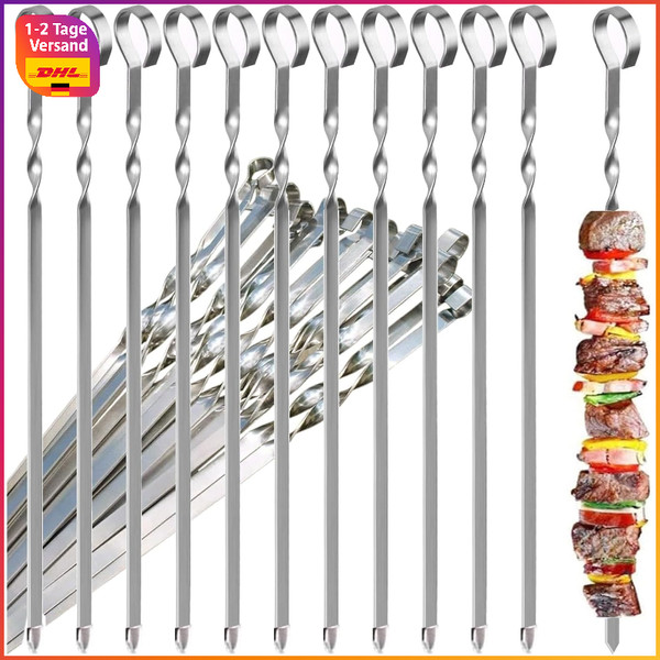 GrillspießE Edelstahl 30Cm 30 StüCk Kabob SchaschlikspießE FüR Lagerfeuer Grill-image
