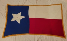 VTG Texas Flag Afghan Hand Made Crochet Hand Knit Blanket Throw  62”x36” Star