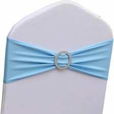 Baby Blue Chair Sashes 50 Pack, Baby Blue Sashes for Covers, Chair Bands for ...