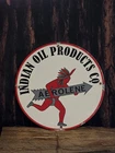 VINTAGE INDIAN AEROLENE OIL PRODUCTS PORCELAIN SIGN GAS PUMP  MOTOR OIL 12"