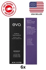 6x New EVO Purple Toothpaste Instant Teeth Color Correction 3.5oz Pepermint