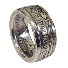 New Silver Dollar Coin Ring Size 6-13 Handmade Crafted Rare Silver Men Rings