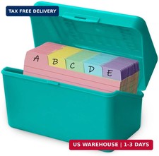 Olivo 3x5 Index Card Holder Box with 100 Cards Dividers Tabs, Teal 3 x 5 Inch,