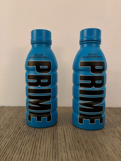 PRIME HYDRATION DRINK METAL ALUMINUM WATER BOTTLEs BLUE RASPBERRY