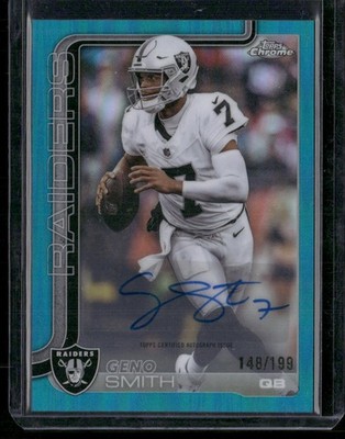 Geno Smith 2025 Topps Chrome #BA-GS Chrome Autographs Aqua Refractor #/199