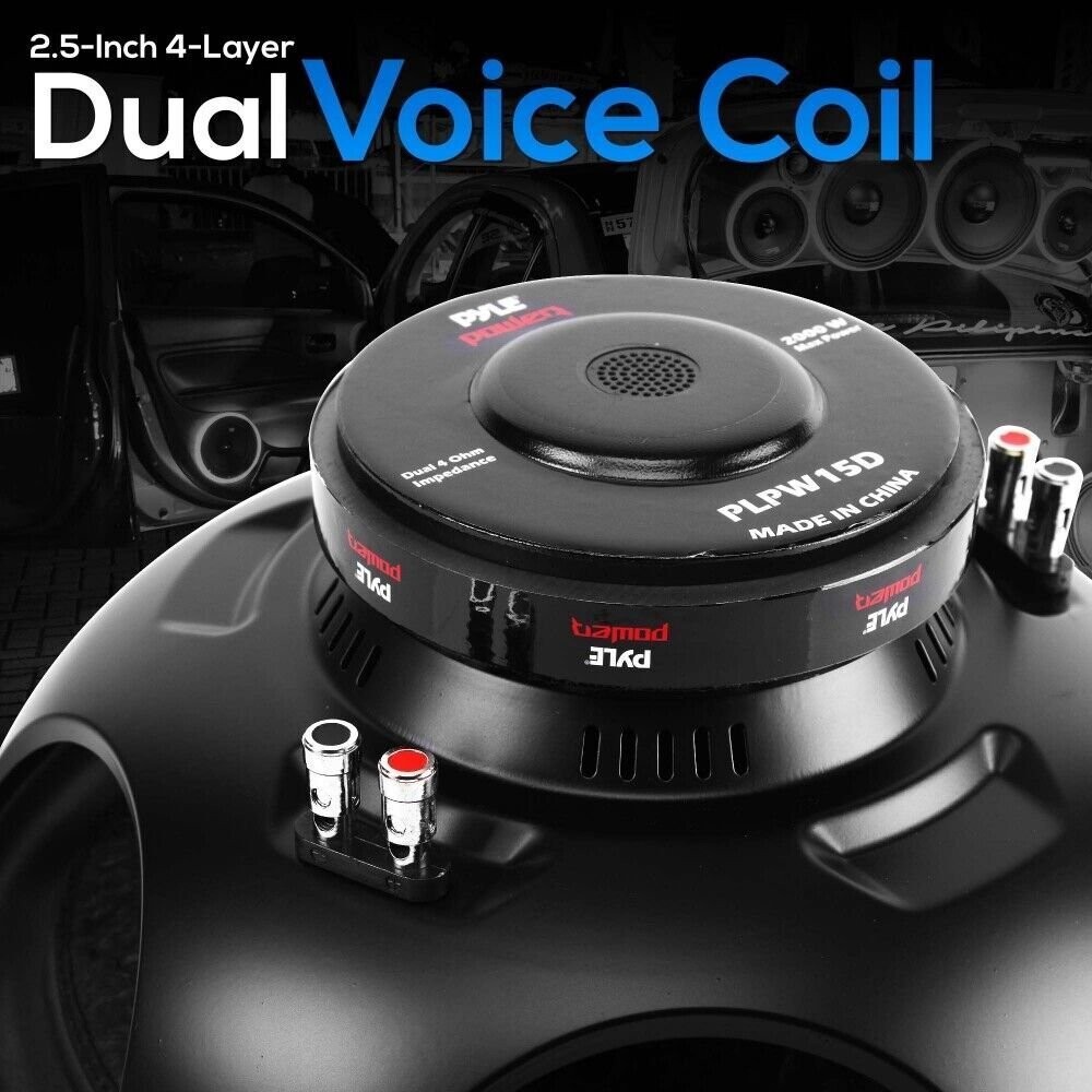Pyle 15-Inch 2000W Single 4Ohm Subwoofer Audio Bass Speaker Pair
