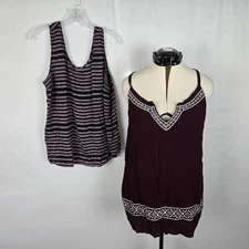 Gap Camisoles Women's XXL Multiple Color Floral / Burgundy White 2 Pack Bundle
